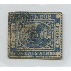 ARGENTINA 1859 GJ 11 BARQUITO ESTAMPILLA USADA POSICION 36, MUY BUENA CALIDAD CON SUS 4 MARGENES U$ 110